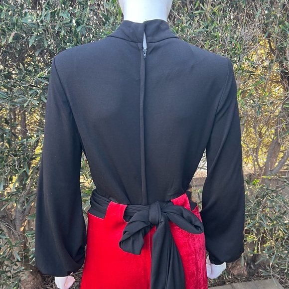 Vintage Red Velvet and Black Gown - Picture 6 of 10
